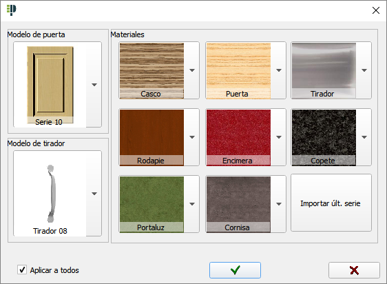 Nueva ventana de selecci�n de materiales