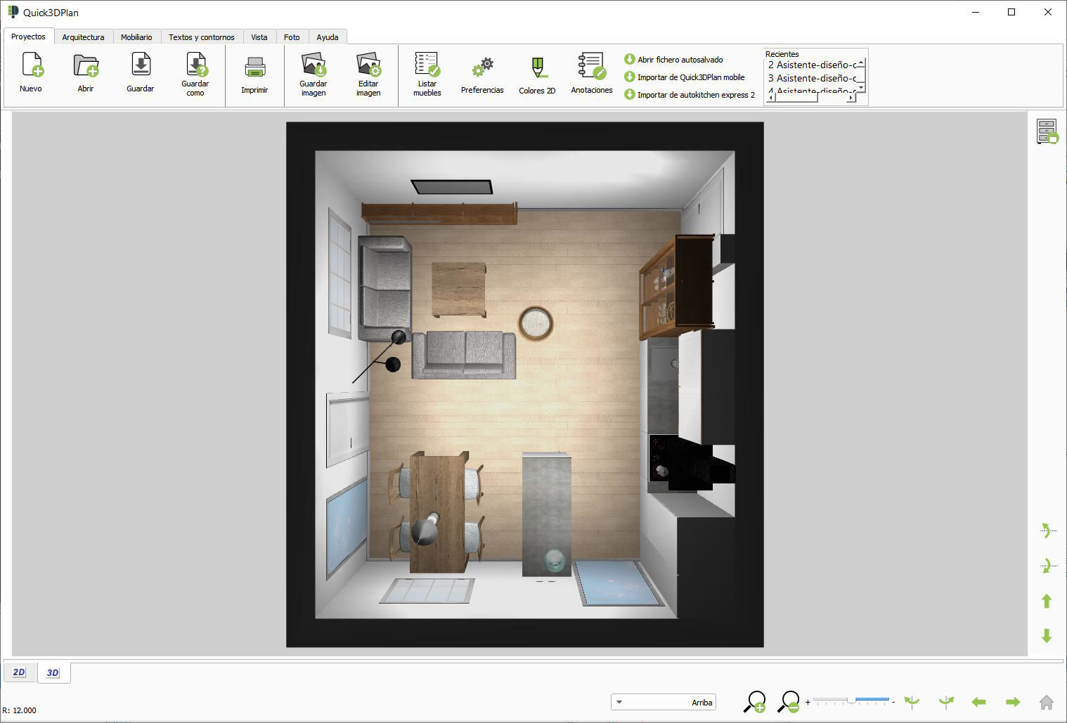 Quick3DPlan, Visualización 3D de la cocina